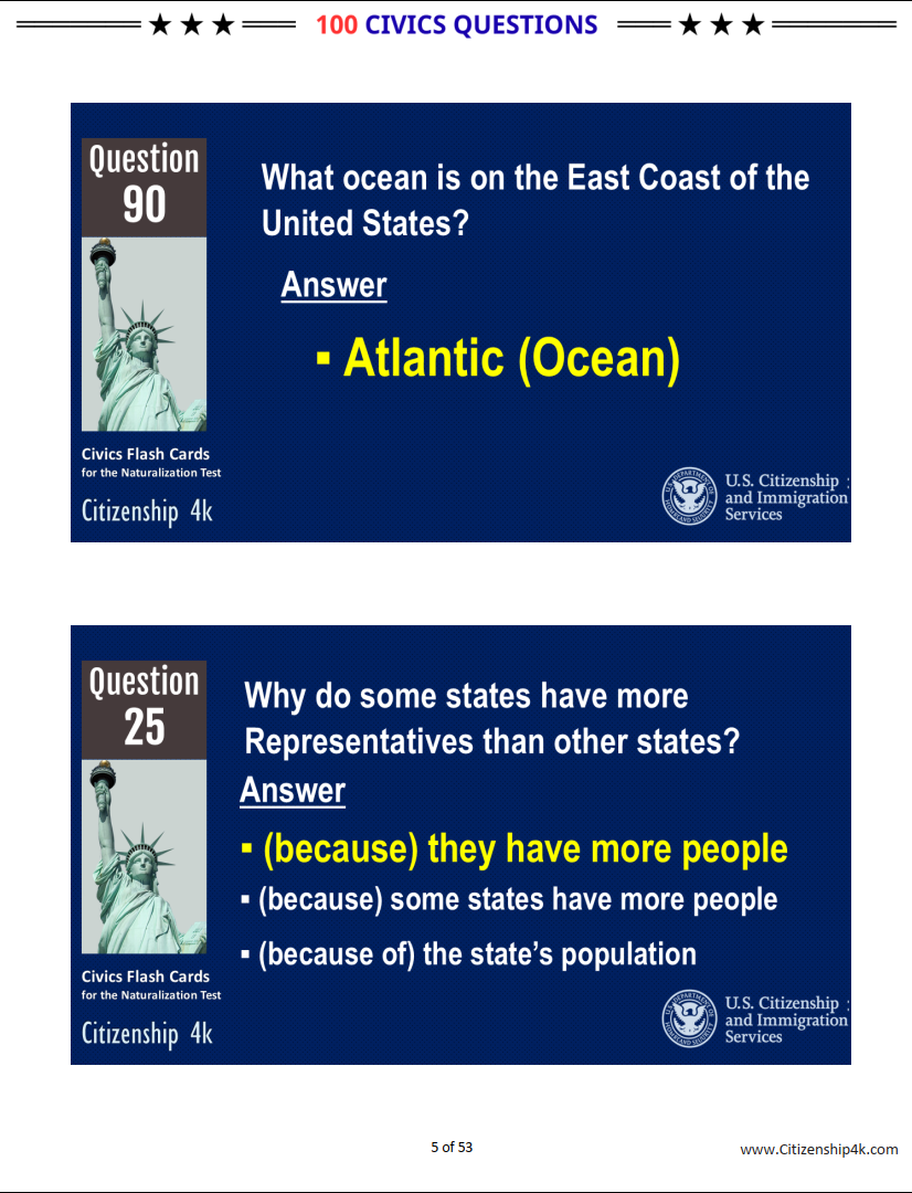 100 Civics Questions for US Citizenship Interview 2026 (random, full answers)