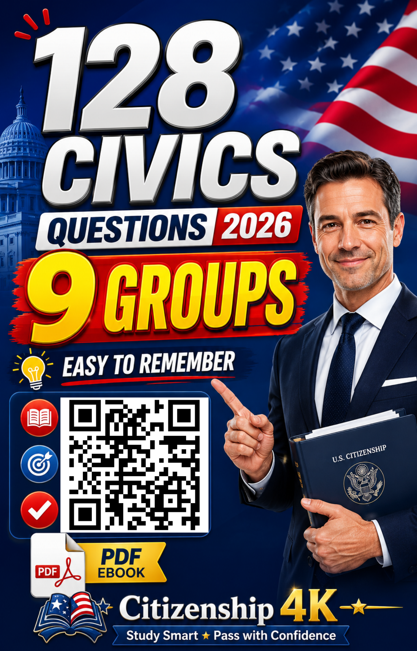 128 Civics Questions 2026 for U.S. Citizenship Interview – 9 Group Study Method for Easy Memory