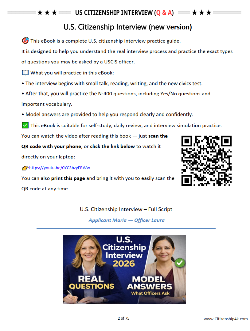 2026 U.S. Citizenship Interview - Real Questions & Model Answers