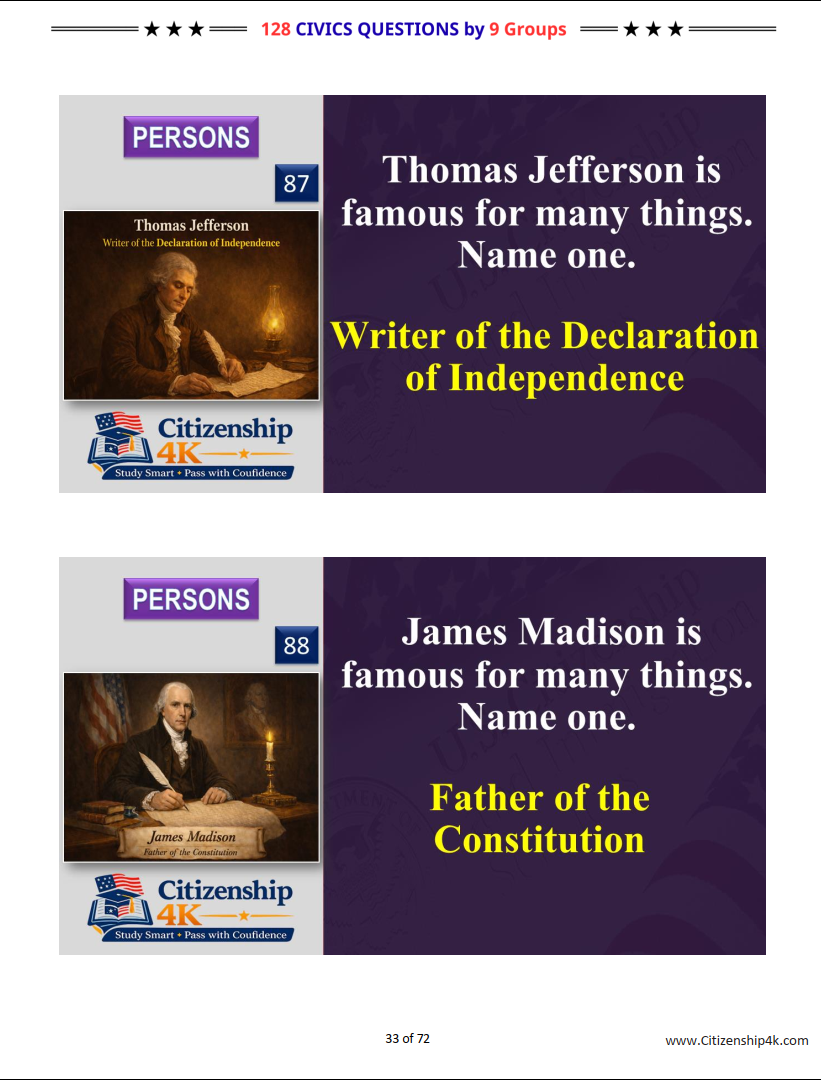 (2026 - Special Edition) 128 Civics Questions for U.S. Citizenship Interview by 9 Groups