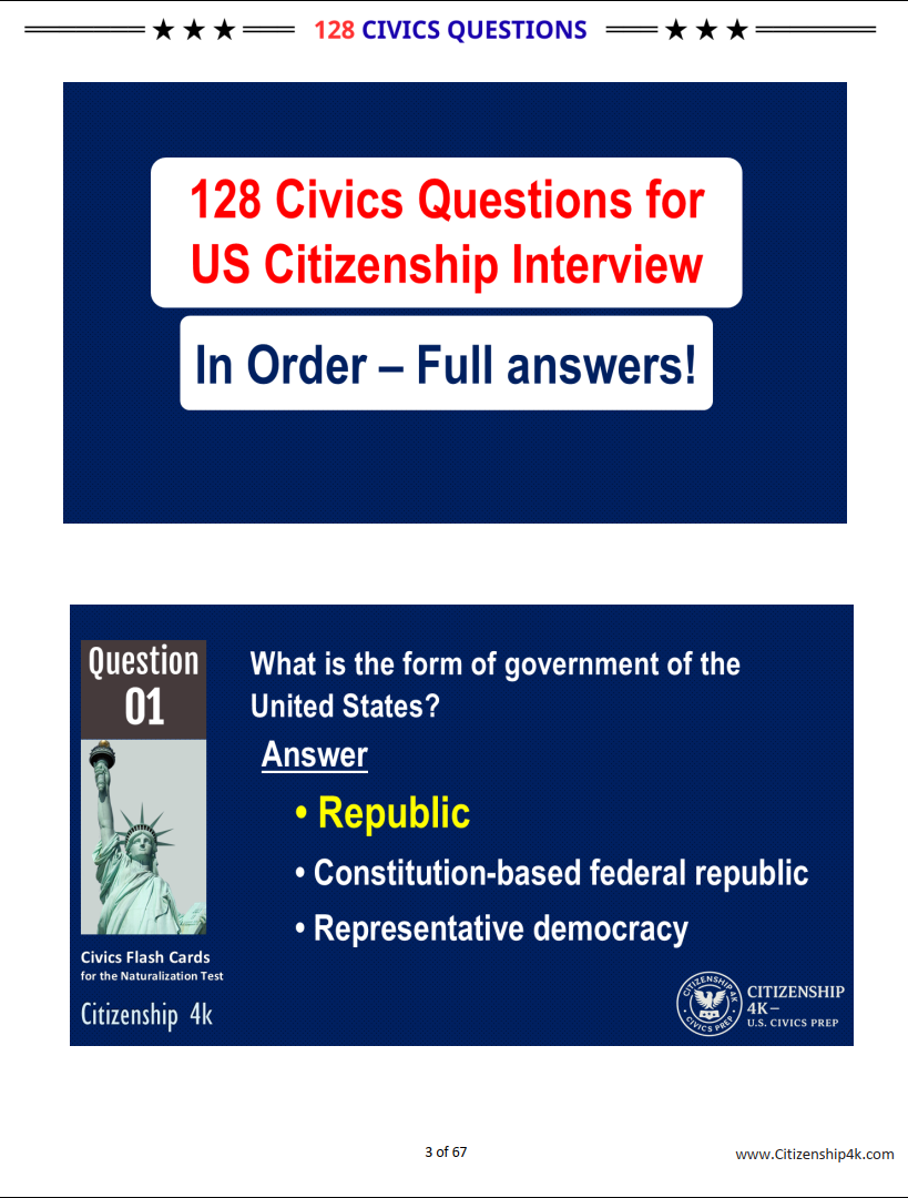 🇺🇸 128 Official Civics Questions in Order (2026 Update) - Full Answers