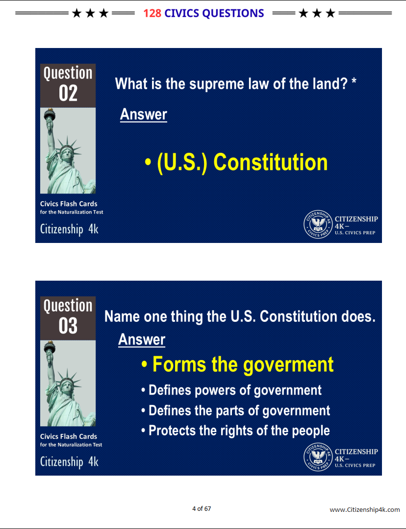 🇺🇸 128 Official Civics Questions in Order (2026 Update) - Full Answers